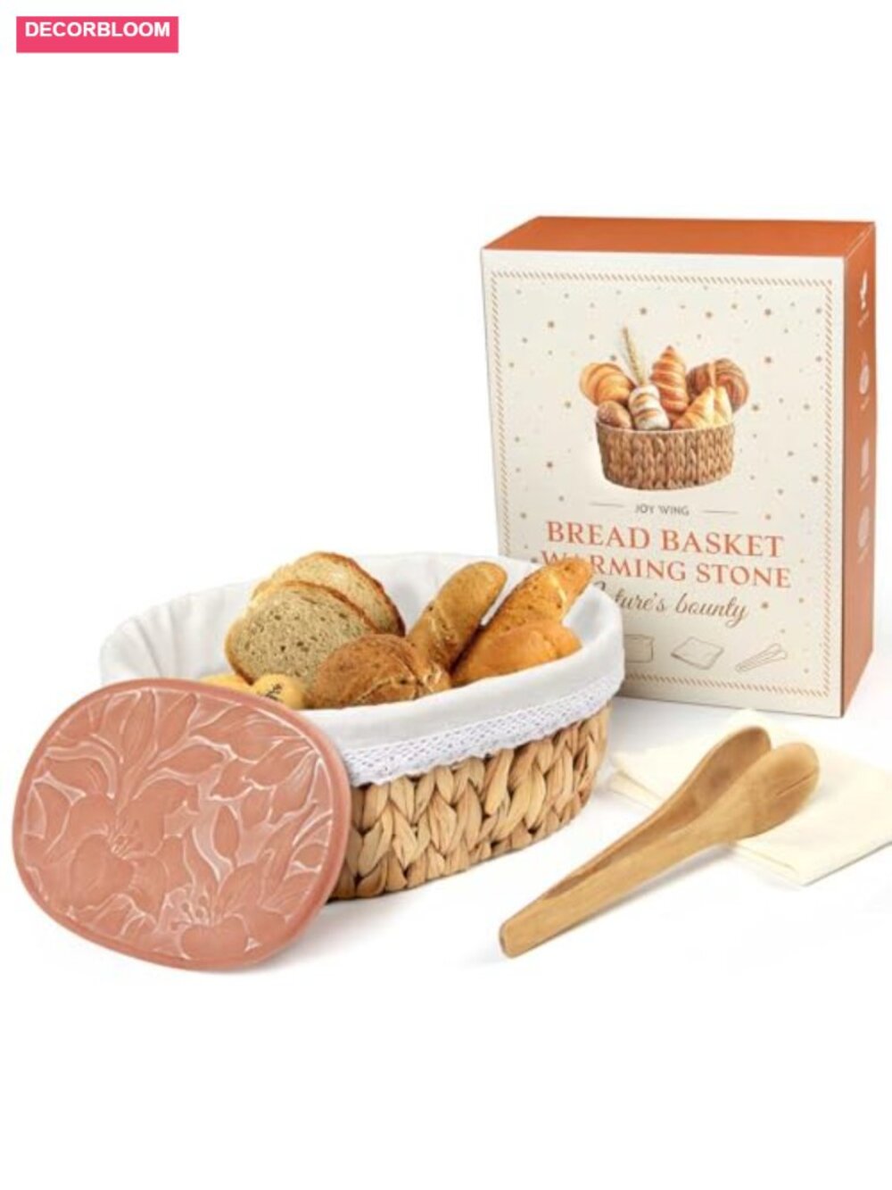 Bread Warmer Basket with Stone - Large Serving Basket for Kitchen